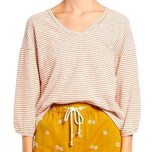 Madewell, Size M, Orange & White Bubble Sleeve Top